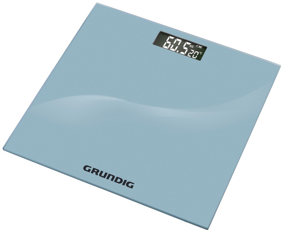 Grundig Digitale Weegschaal - Personenweegschaal tot 180KG - Weegschalen met LCD Display en Temperatuurweergave - met Kg en Lb Functie - 50 g Precisie Weegschaal - Zilver