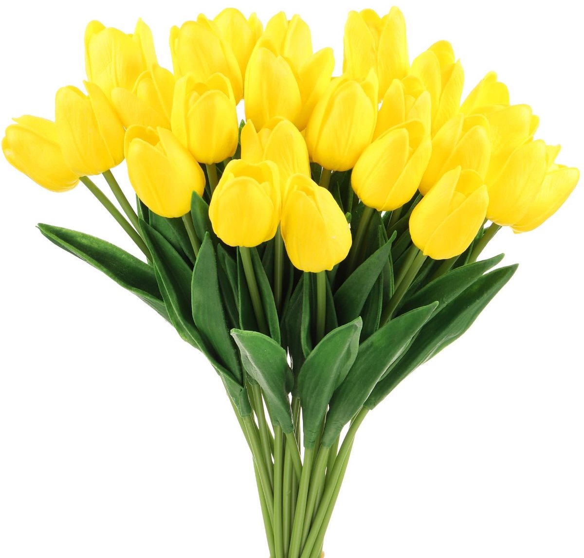 Omgoods - 24 Stuks Kunstmatige Tulpen van PU voor Decoratie Thuis, Bruiloften en Kantoor Geel