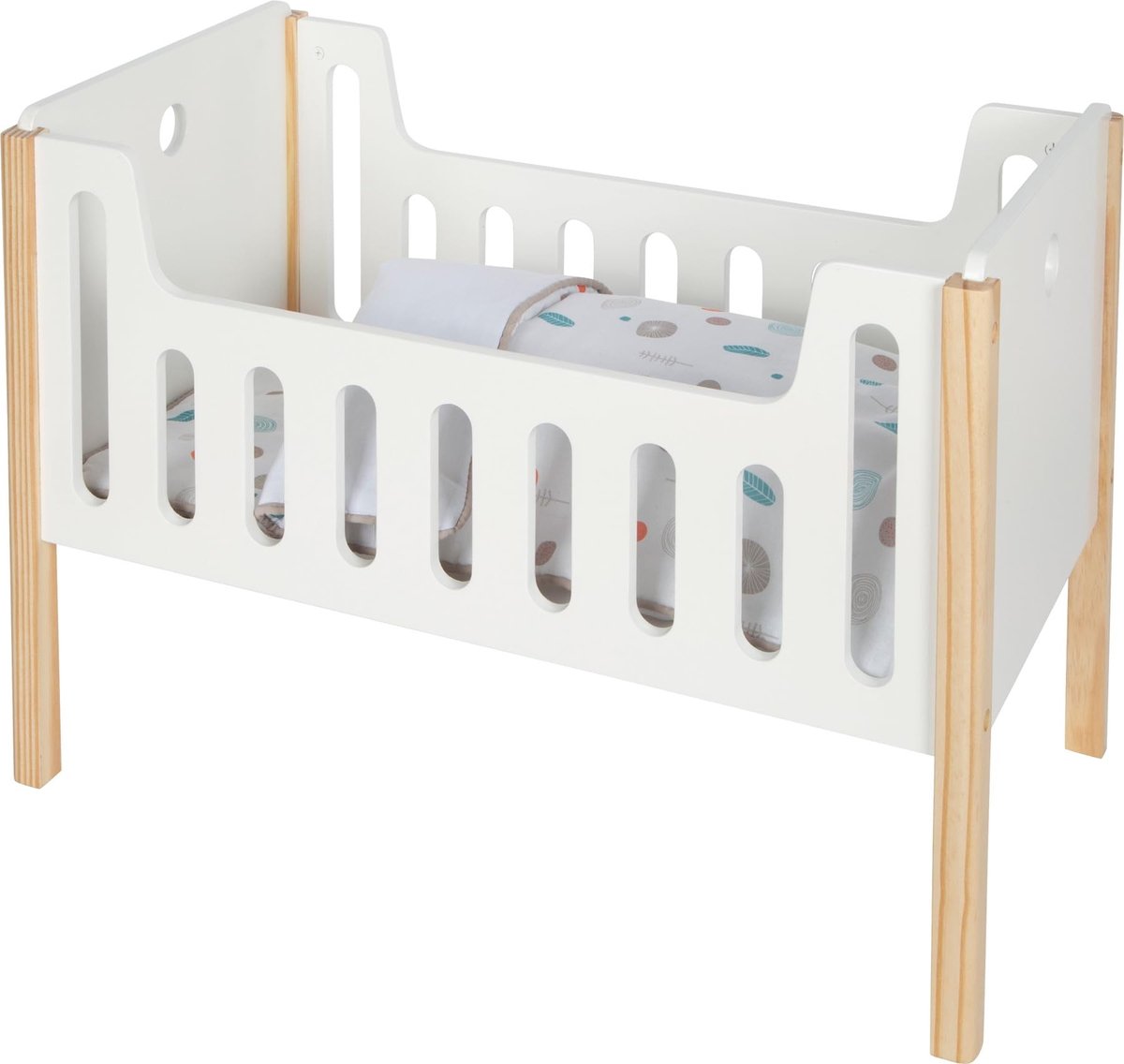 Omgoods - Houten Poppenbed met Omkeerbaar Bedlinnen