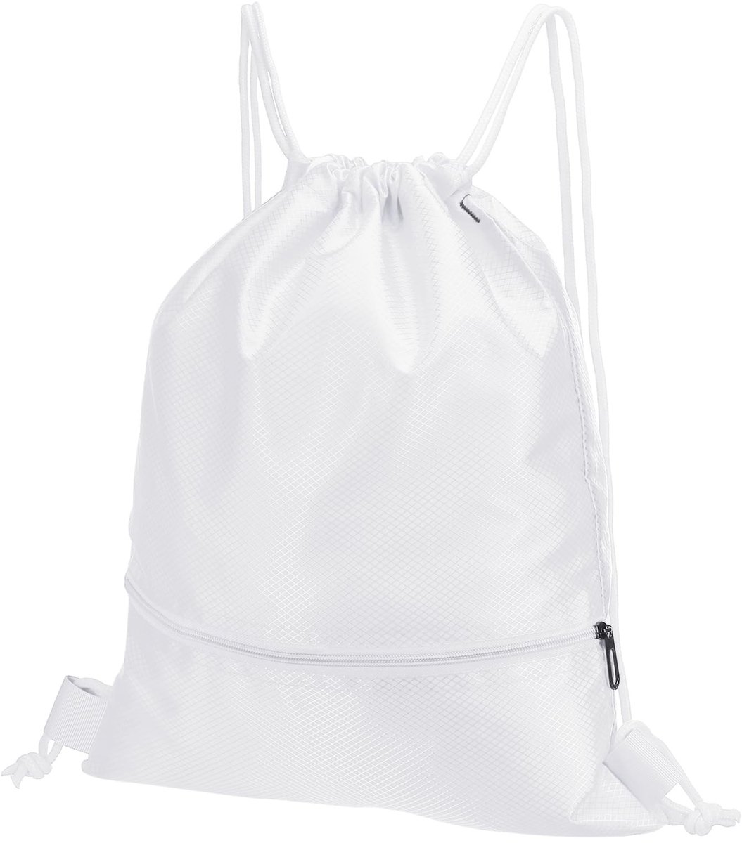 Omgoods - Gymtas met Trekkoord en Rits - Waterdichte Backpack voor Mannen en Vrouwen - Wit