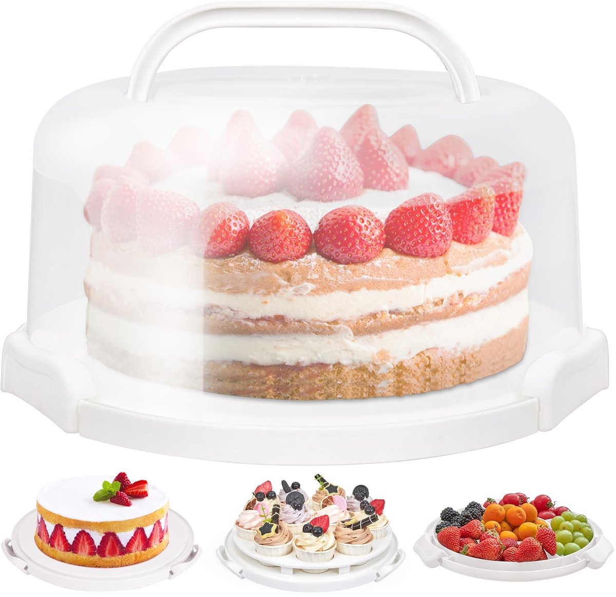 Omgoods - Draagbare Taartdrager met Handvat voor 25 cm Taarten