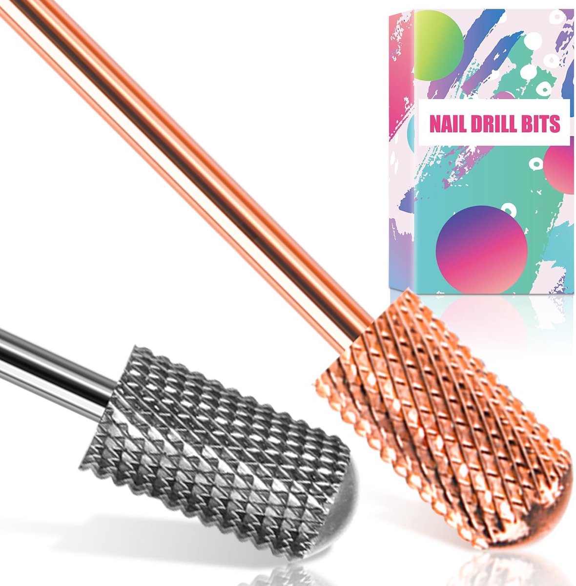 SnelShoppen - 2 Stuks Dill Stukken voor Nagels, 3/32'' Veiligheid Nagelboor, Glad Top Tungsten Carbide Bits voor Acryl, Zacht Gel, Medium Nagel Bit Se