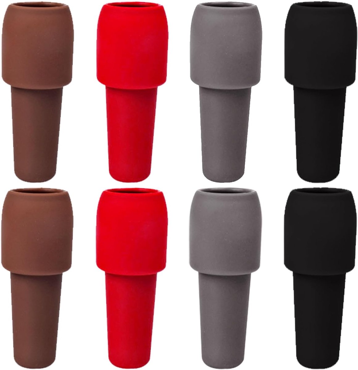 SnelShoppen - 8 Stuks Herbruikbare Siliconen Flessenstoppen - Kleurcodeerbare Wijnstoppen met Grip Top voor Verse Wijn - Ideaal voor Feest, Camping en