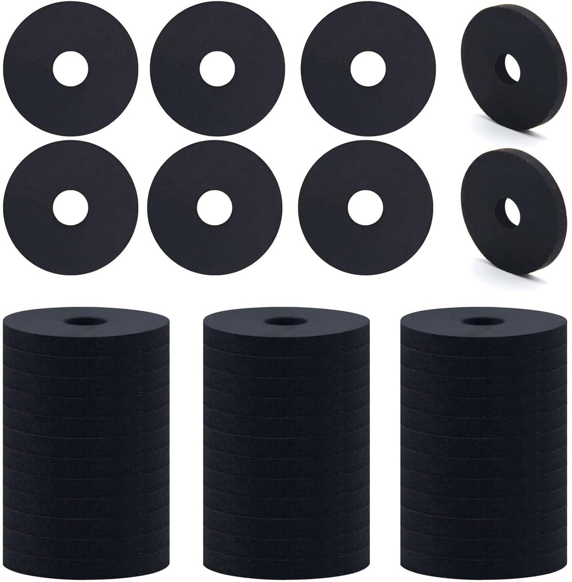 SnelShoppen - 100 Stuks Rubber Ringen, 25mm, Plat, Duurzaam, Slijtvast, Zwart - Voor Auto Reparaties, Apparaat Installatie, Badkamer, Keuken, Kranen