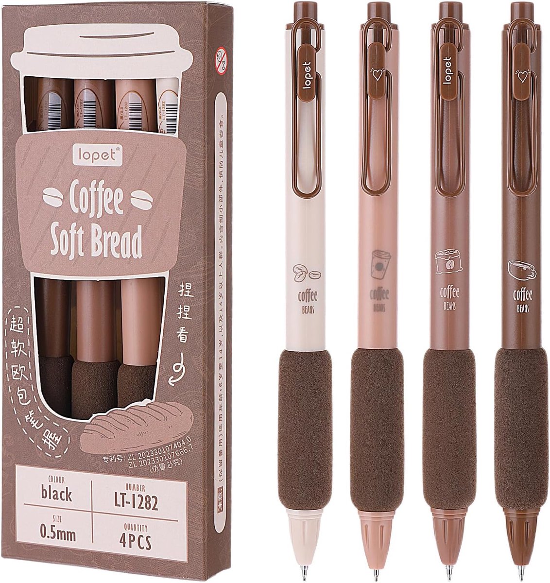 SnelShoppen - 4 Stuks Aesthetic Balpennen, 0.5mm Gelpen met Zwarte Inkt, Retractable Balpennen, Zachte Grip, Perfect voor School en Kantoor