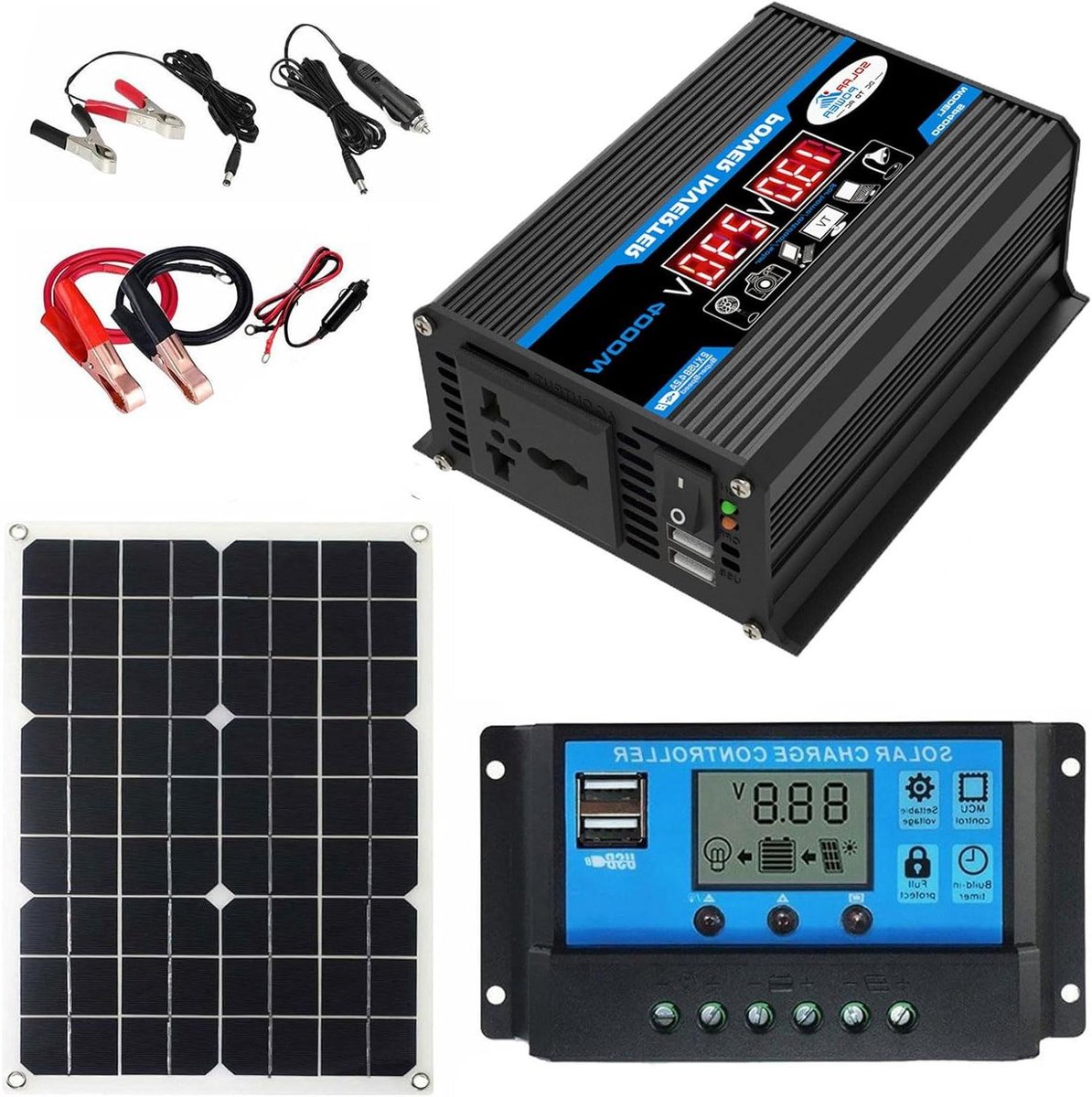 Zonnepaneel Set - Zonne-energie Kit - Off-grid Stroom - Zuivere Sinus Omvormer - 4000W - One Color