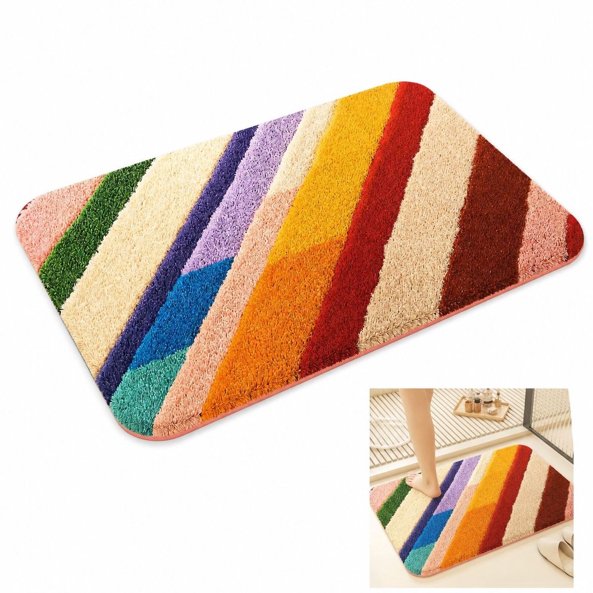 VHV-Badmat - Schattige en Antislip Badkamermat 40x60 cm van Zacht Imitatie Kasjmier met Snelle Absorptie en Comfortabele Antislip Onderkant voor Toilet en Hal - Rood