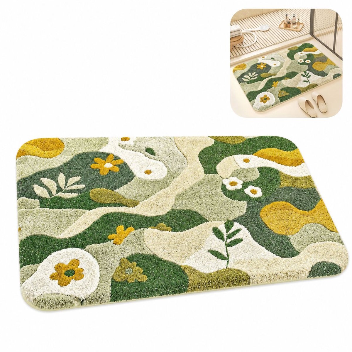 VHV-Badmat - Schattige en Antislip Badkamermat 40x60 cm van Zacht Imitatie Kasjmier met Snelle Absorptie en Comfortabele Antislip Onderkant voor Toilet en Hal - Cartoon