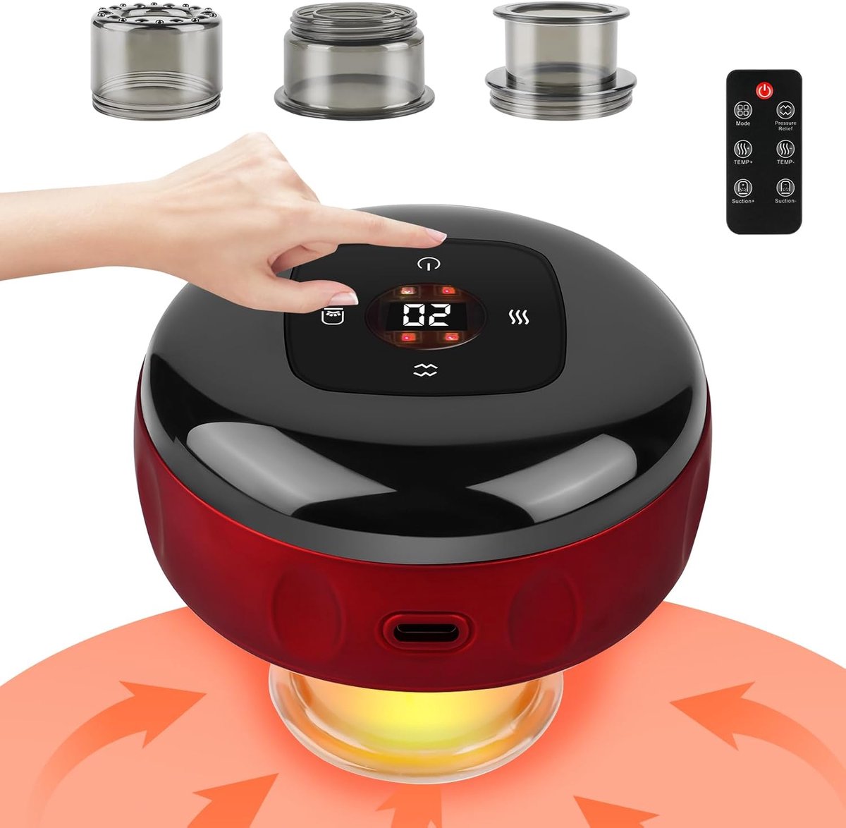 SnelShoppen - Elektrische Cupping Massager, 5-in-1 Slimme Cupping Therapie Set, Gua Sha - Cupping Massager met 12 Niveaus Temperatuur en Zuigkracht vo