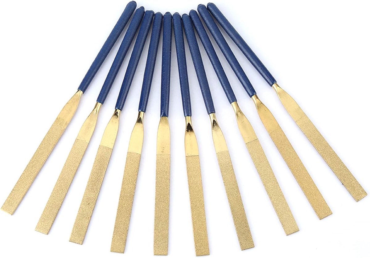 SnelShoppen - Diamond File Set 10-delig - Naaldvijl Set voor Metaal, Hout, Steen, Glas, Sieraden - 5x180mm Riffler Files voor Carving en Polijsten