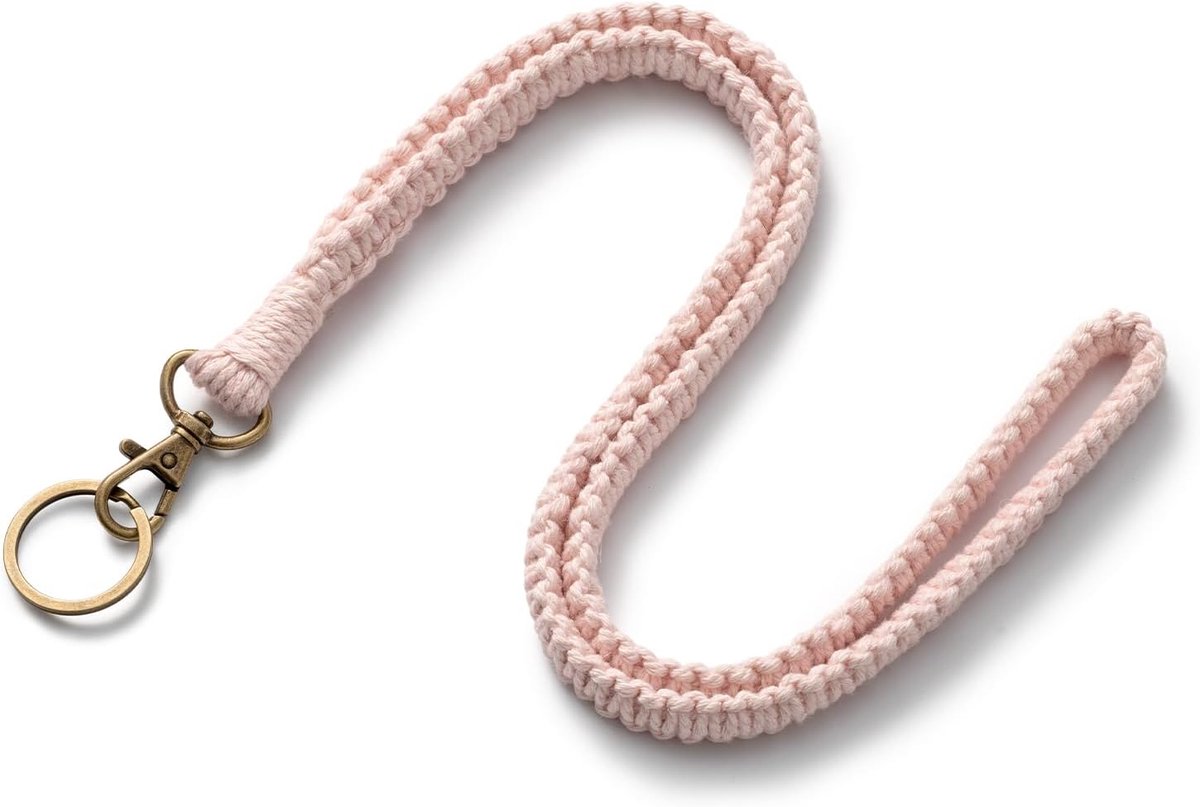SnelShoppen - Lanyard met Karabijnhaak Sleutelhanger, 47 cm Lange Lanyard voor Werkkarten, Deursleutelring, Roze, Ideaal voor School, Handtas en Vrije