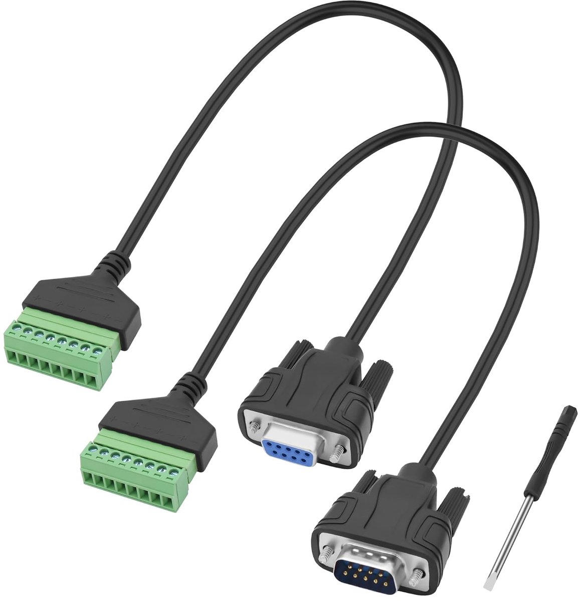 SnelShoppen - DB9 RS232 naar 8 Pin Terminal Solderless Connector Verlengkabel 30cm, 9 Pin Seriële Poort Plug naar 8 Pin Aansluitadapter Kabel met Schr