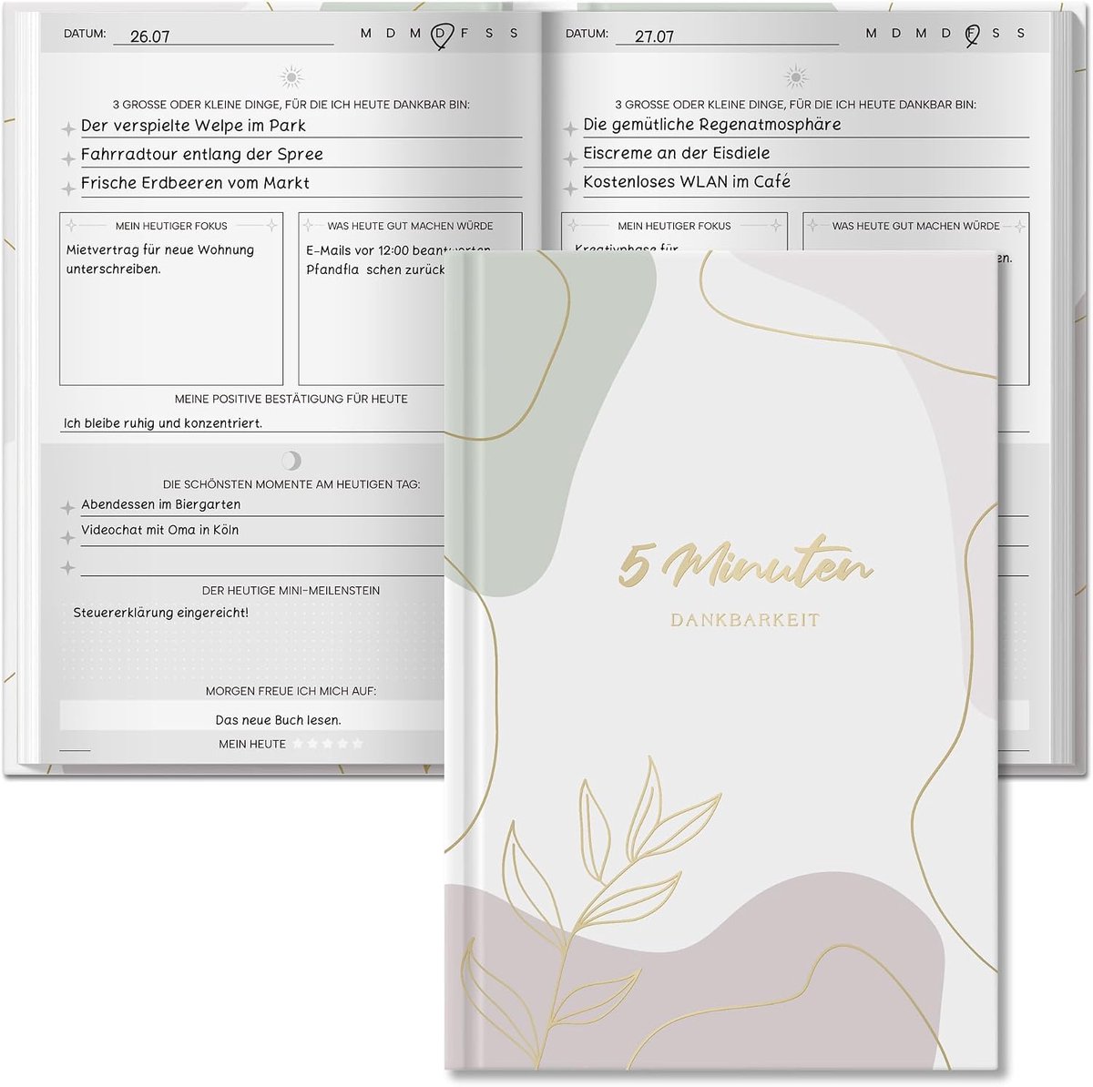 SnelShoppen - 5 Minuten Dagboek voor Volwassenen, 128 Pagina's, A5, Mindfulness en Dankbaarheid Journal, Zelfliefde en Motivatie Dagboek voor Persoonl