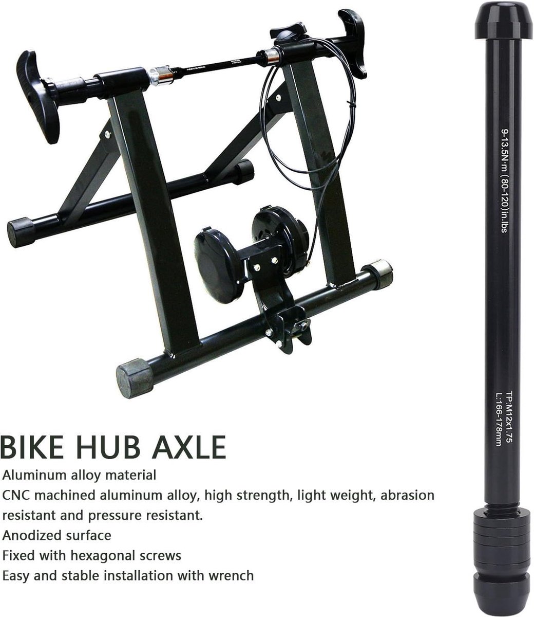 SnelShoppen - M12xP1.75 Fietsdraadas, Aluminium Fietsdraadas Adapter voor de Meeste Fiets Trainers, Anticorrosie, Hoogwaardige Sterkte, CNC Bewerkt, 1