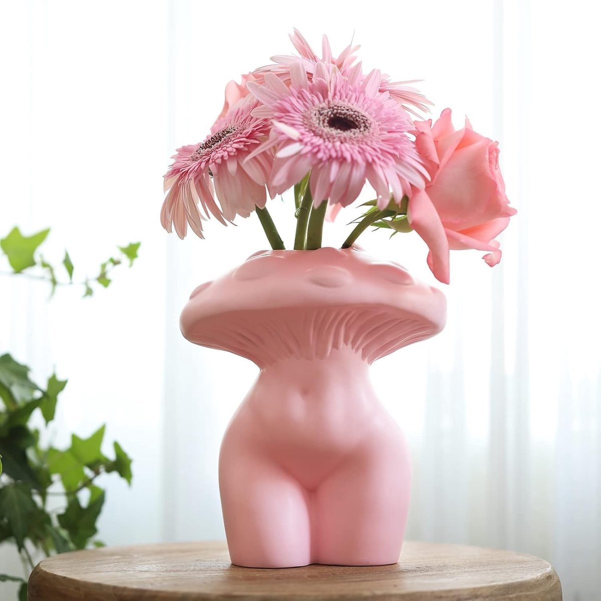 Omgoods - Paddestoel Vaas met Vrouwelijke Vorm voor Bloemen
