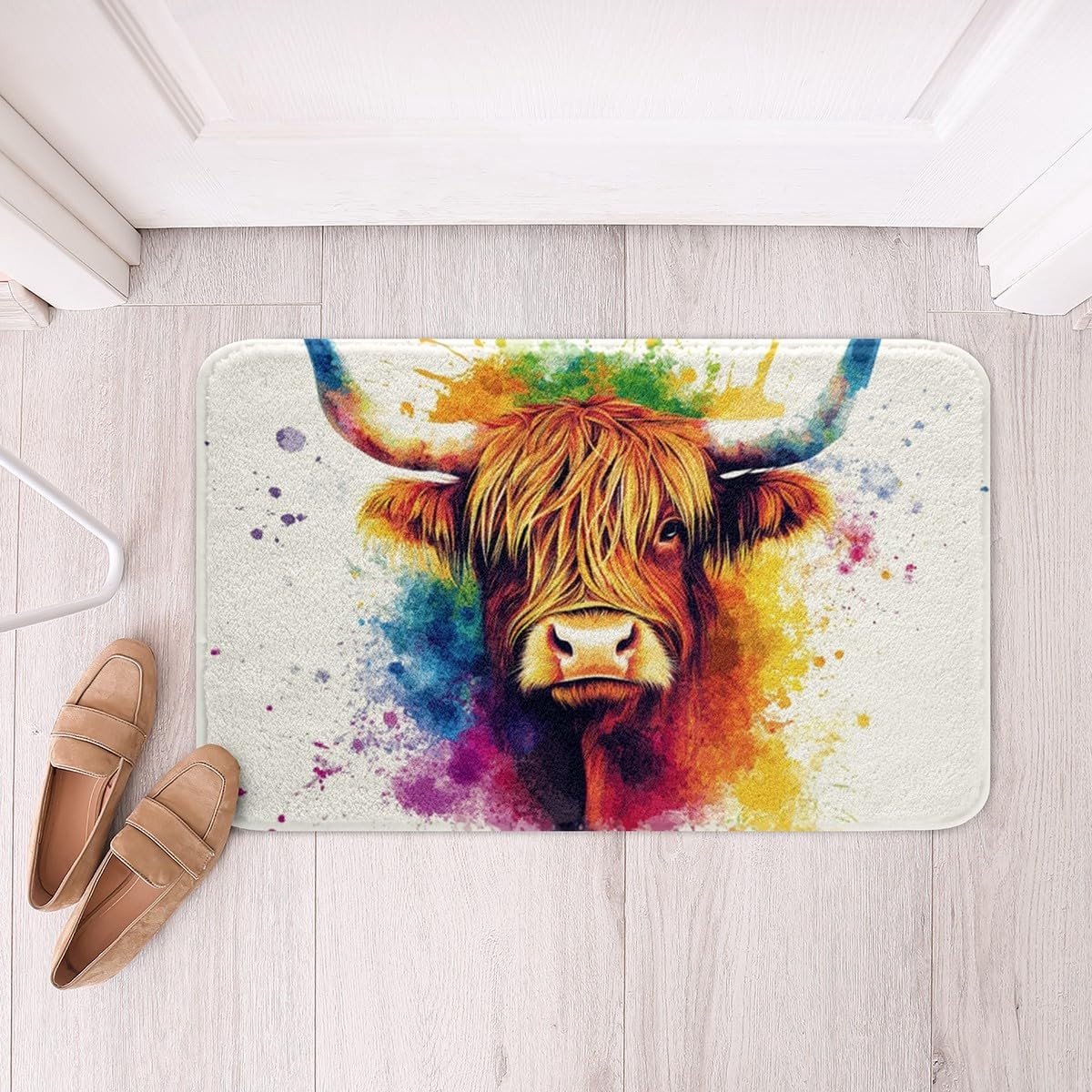 Omgoods - Kleurrijke Hoogland Koe Badmat 40x50 cm voor Kinderen