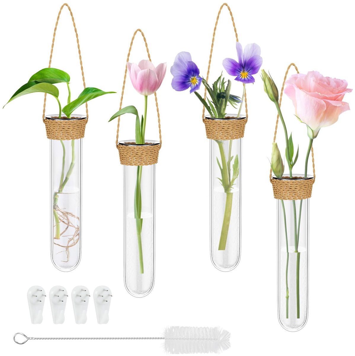 Omgoods - Creatieve Glazen Hangende Vaas Set met 4 Testbuizen