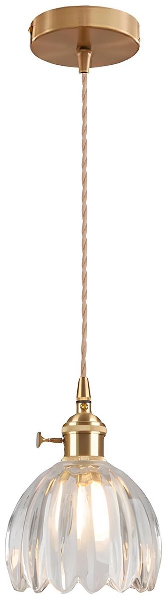 Omgoods - Vintage Glas Hanglamp met E27 Fitting en Draaischakelaar