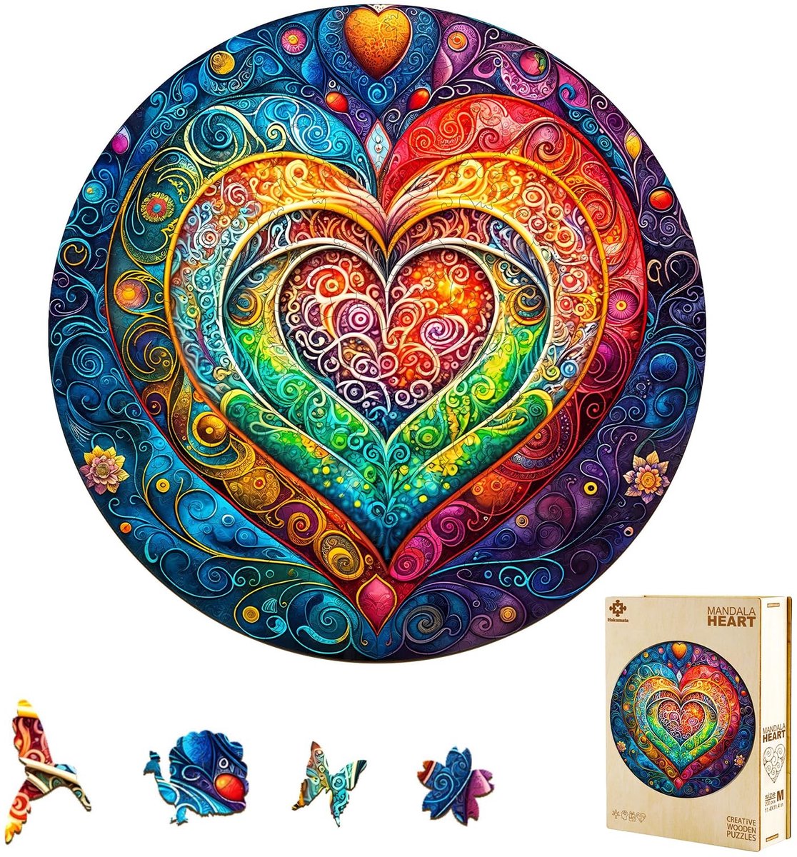 Omgoods - Houten Mandala Hart Puzzel voor Volwassenen - 300 Stukjes