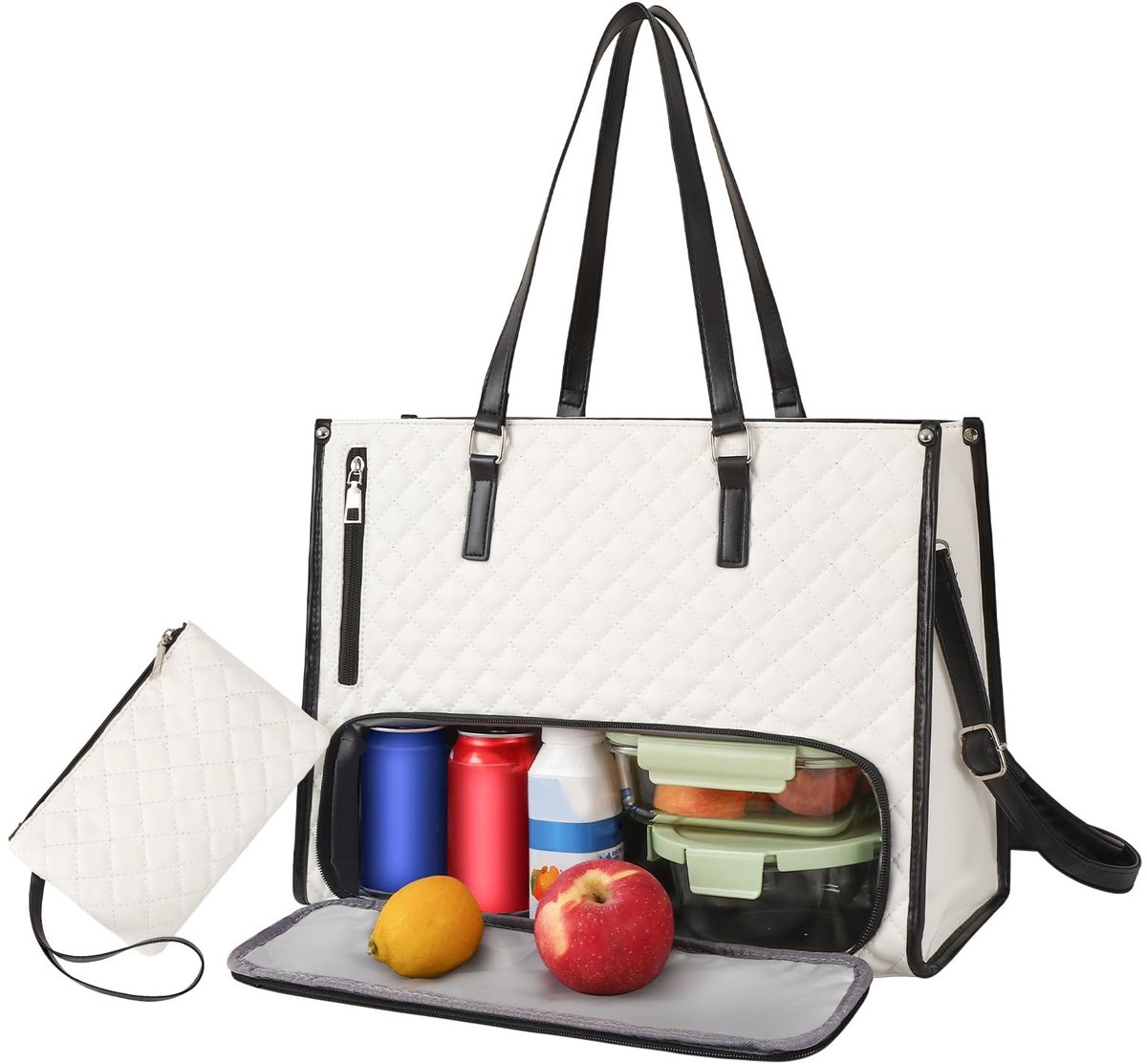 Omgoods - Vrouwelijke Lunchtas met Geïsoleerd Compartment, 2-in-1 Werk Tas