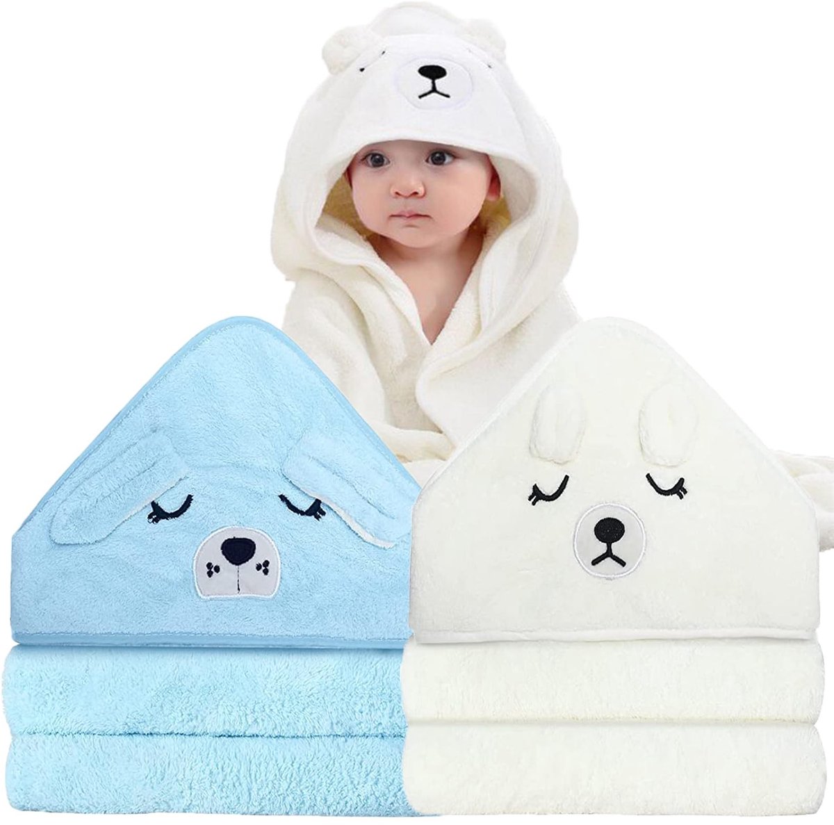 Omgoods - Set van 2 Babyhanddoeken met Kap van Bamboe