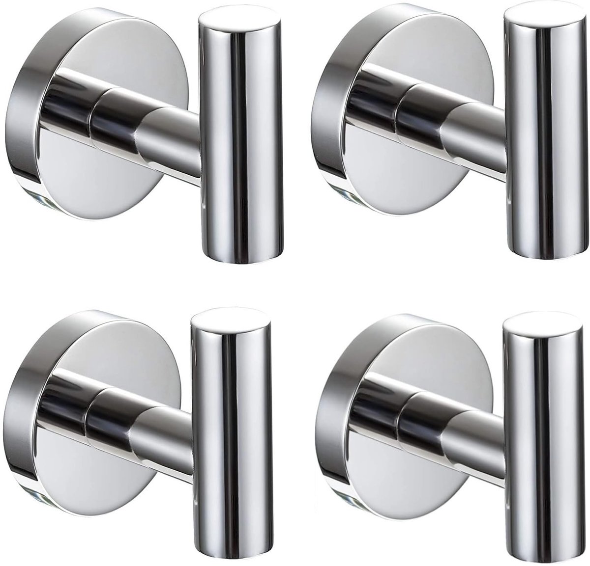 Omgoods - 4 Stuks RVS Handdoekhaken voor Wandmontage