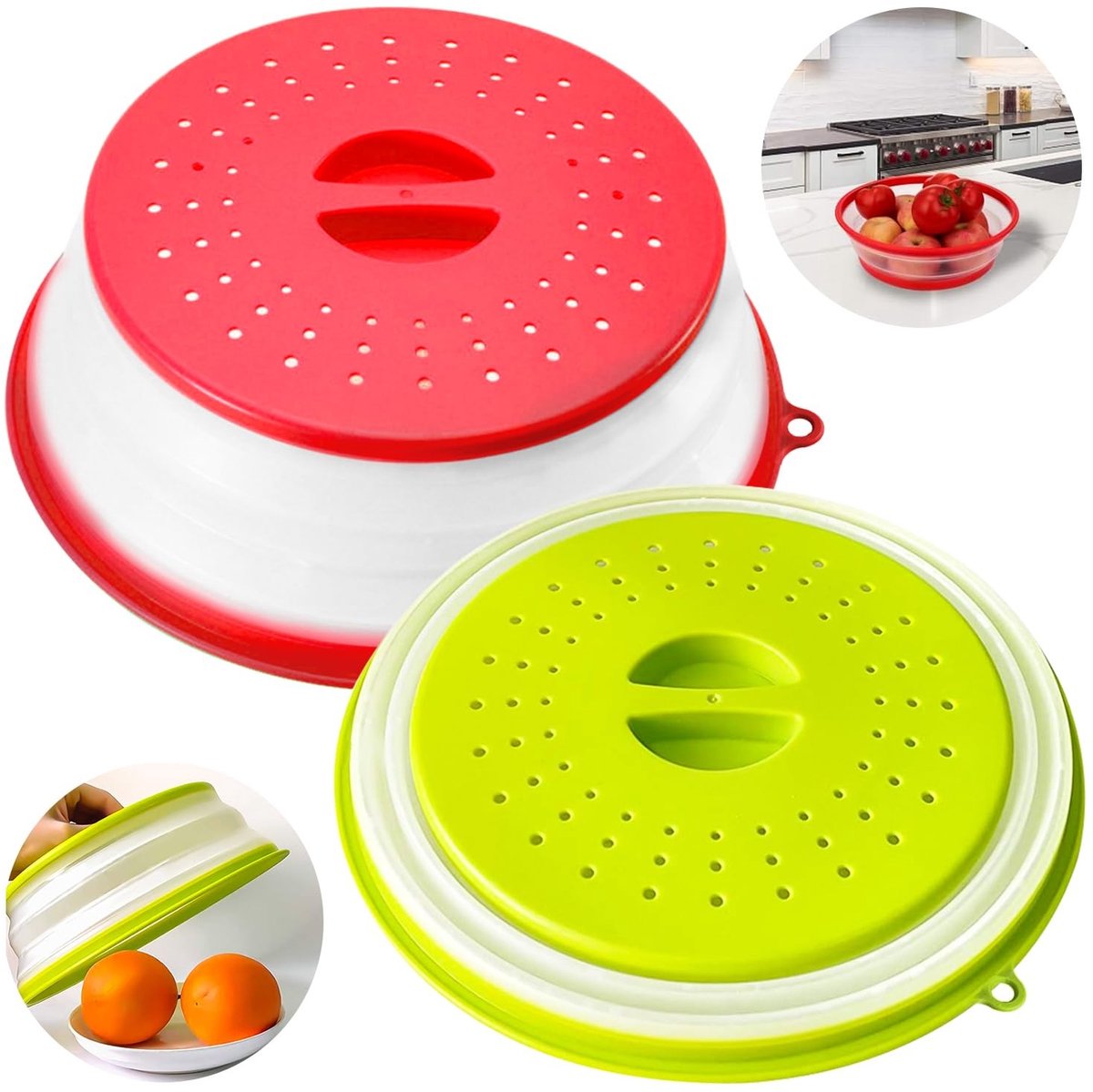 Omgoods - Vouwbare Magnetron Deksel, Set van 2