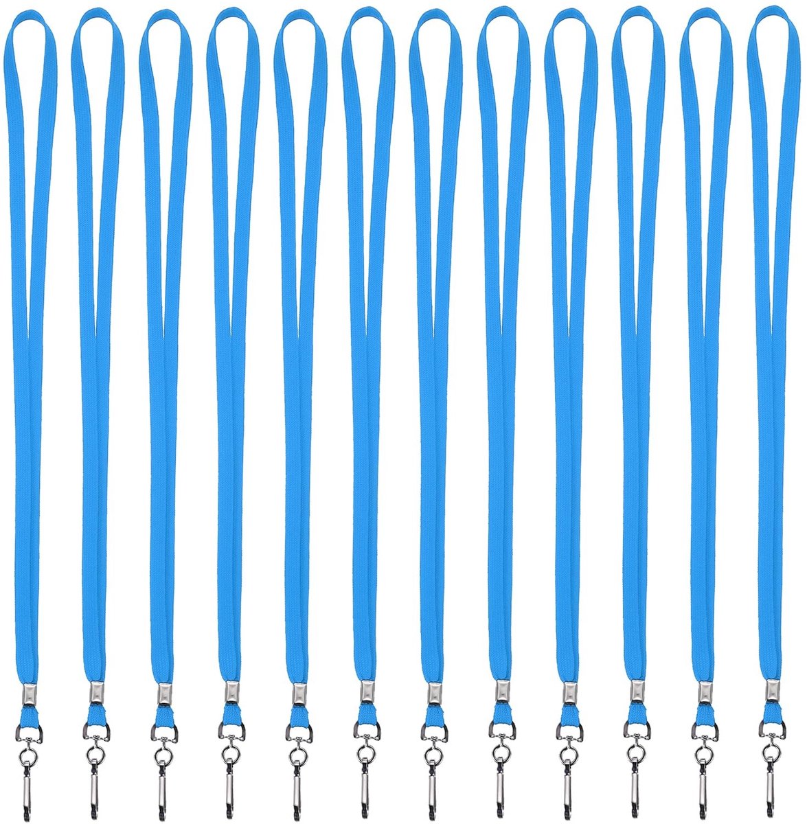 Omgoods - Set van 100 Neopreen Lanyards met Swivel Haak voor Identificatie, Lichtblauw