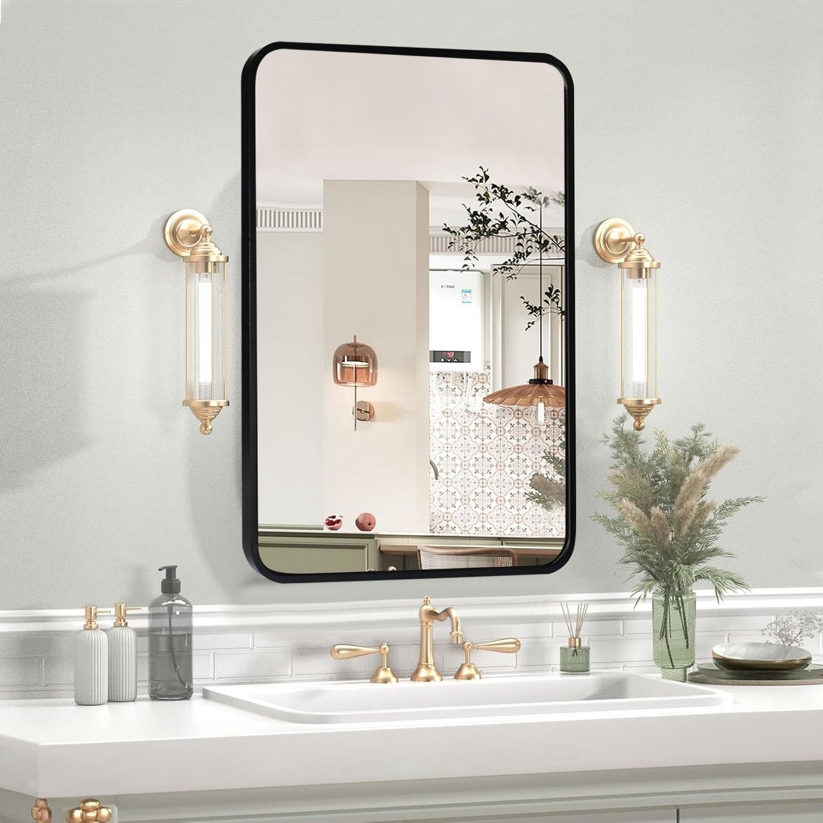 Omgoods - Zwart Vierkant Wandspiegel met Aluminium Frame, 70 x 50 cm