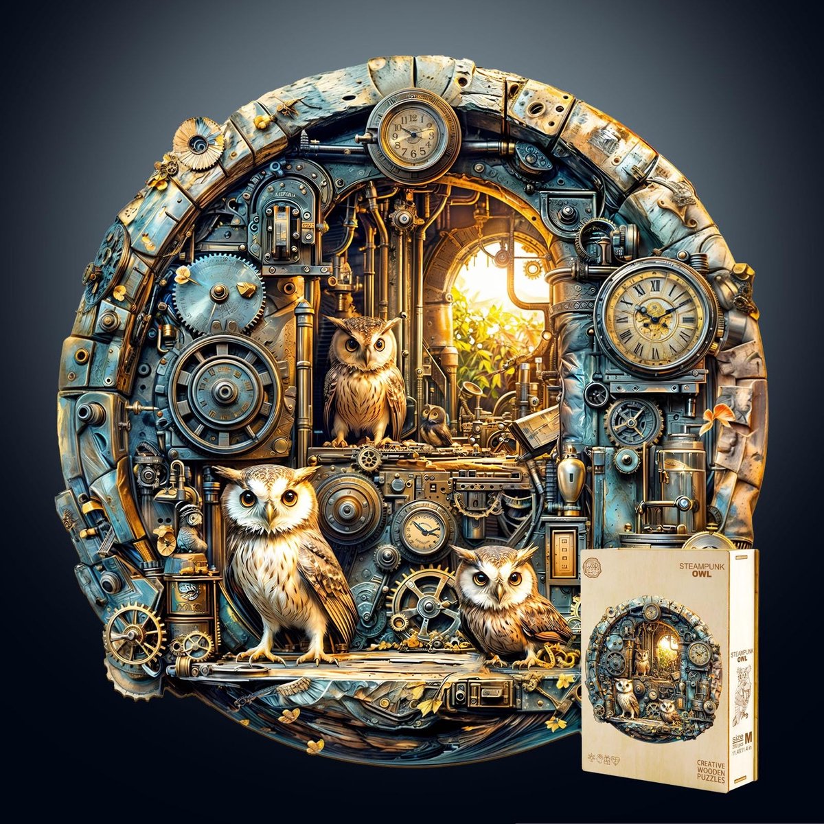 Omgoods - Houten Puzzel met Mechanische Uil, Unieke Geavanceerde Puzzel voor Volwassenen en Kinderen