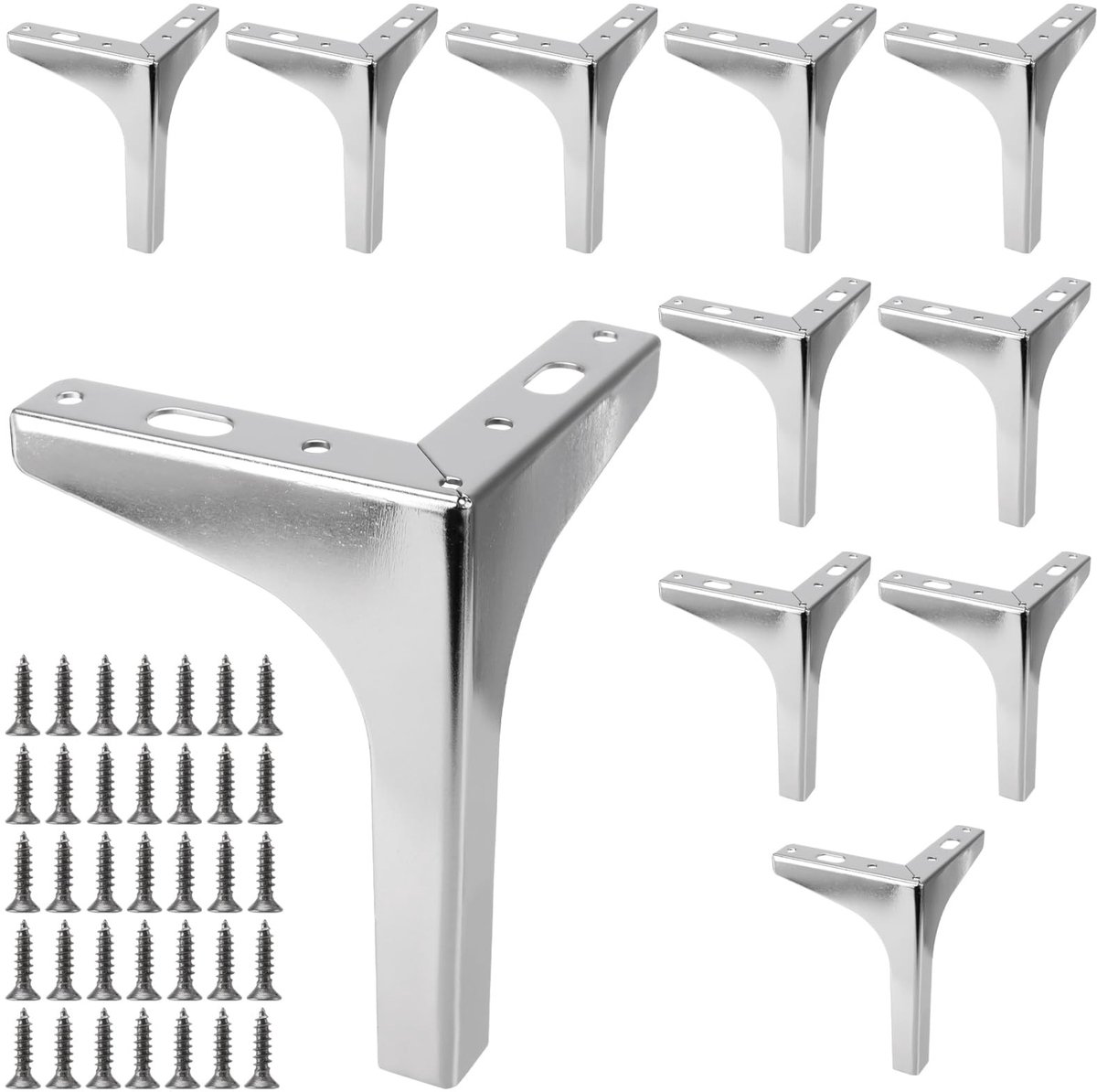 Omgoods - 12 Stuks Zilveren Driehoekige Meubelpoten