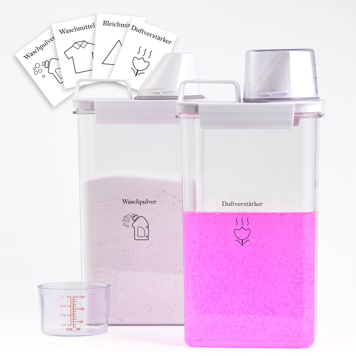 Omgoods - Set van 2 Opslagdozen voor Wasmiddelen met Labels