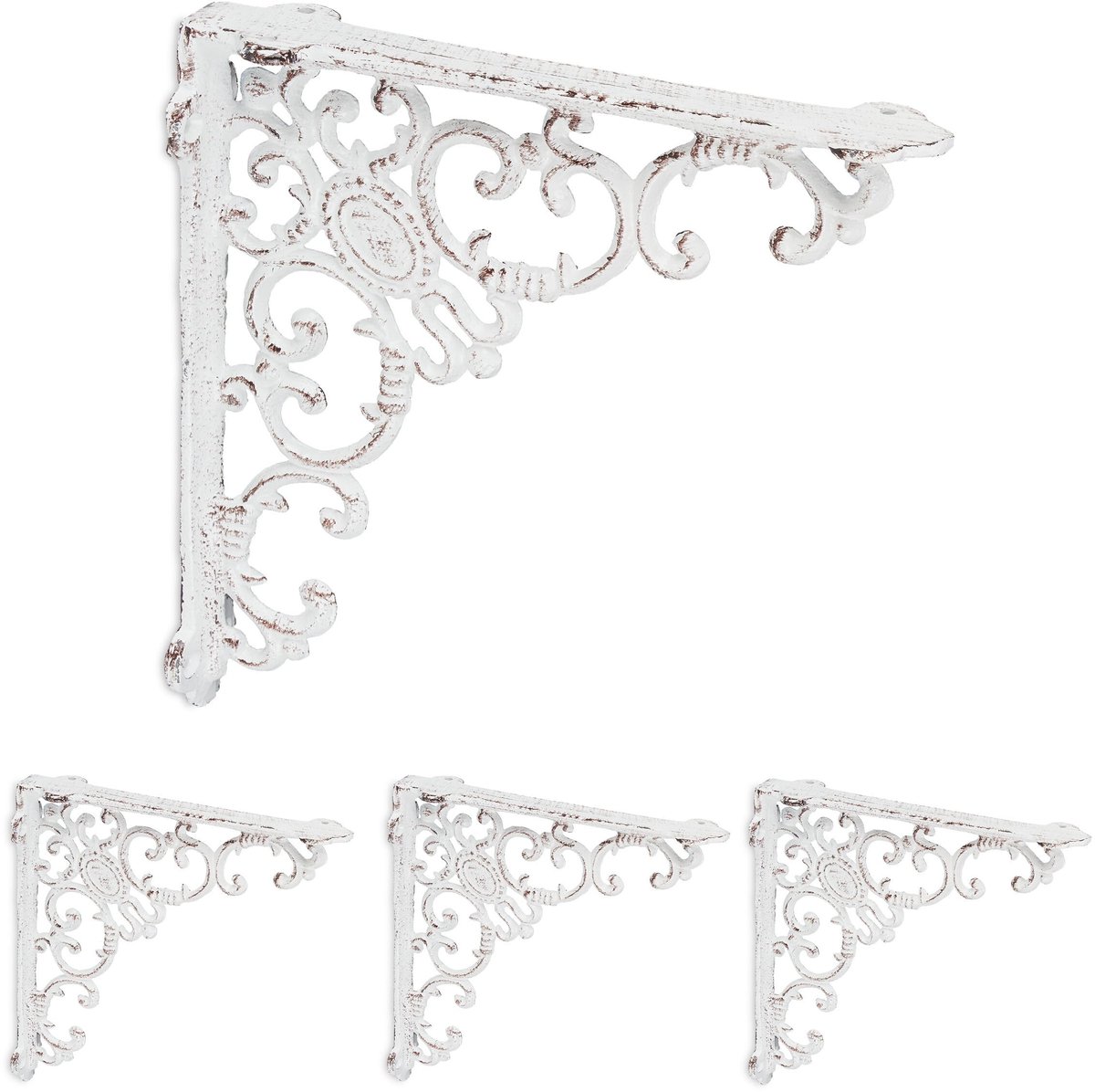 Omgoods - Set van 4 Antieke Staal Plankdragers voor Wandplanken