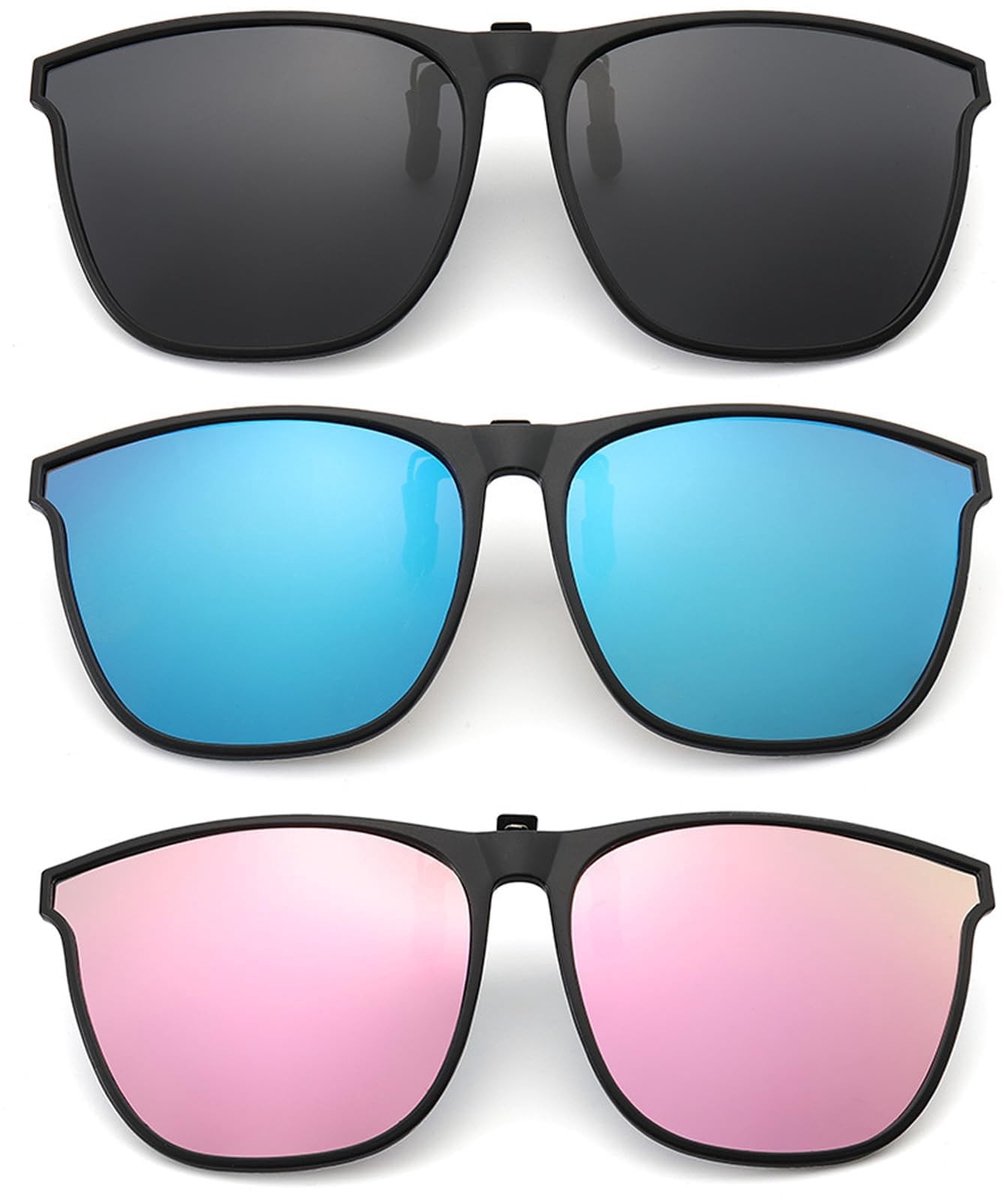 Omgoods - Set van 3 Clip-on Zonnebrillen voor Brillendragers