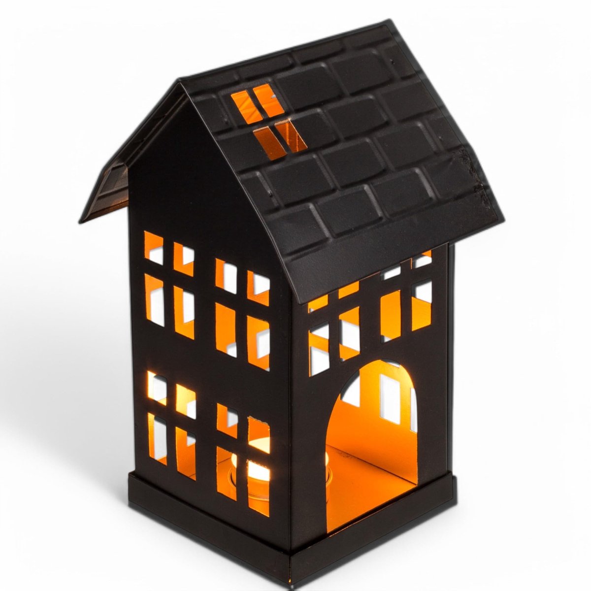 Omgoods - Metalen Decoratieve Huis voor Theelichten in Zwart