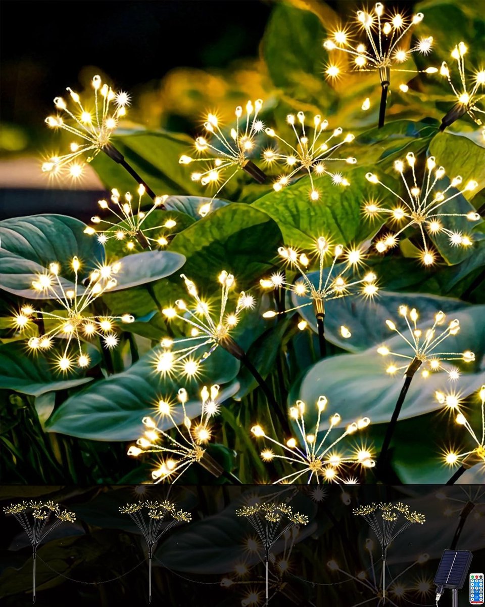 Omgoods - 4x160 LED Solar Tuinverlichting met 8 Modus