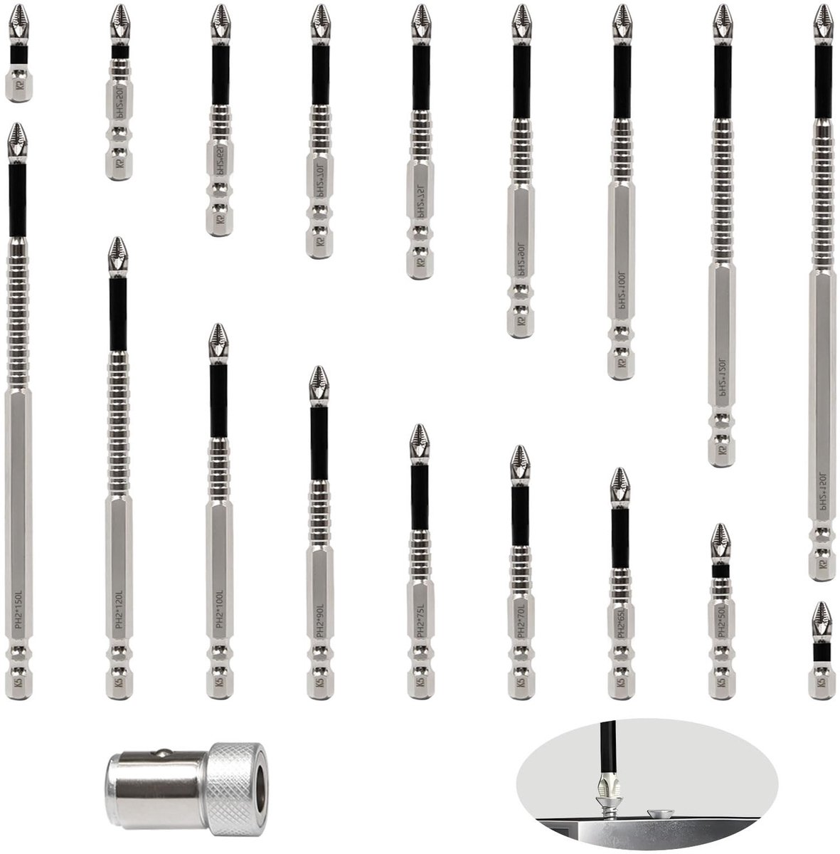 Omgoods - 18-delige Magnetische Boor Bit Set voor Elektrische Boormachines