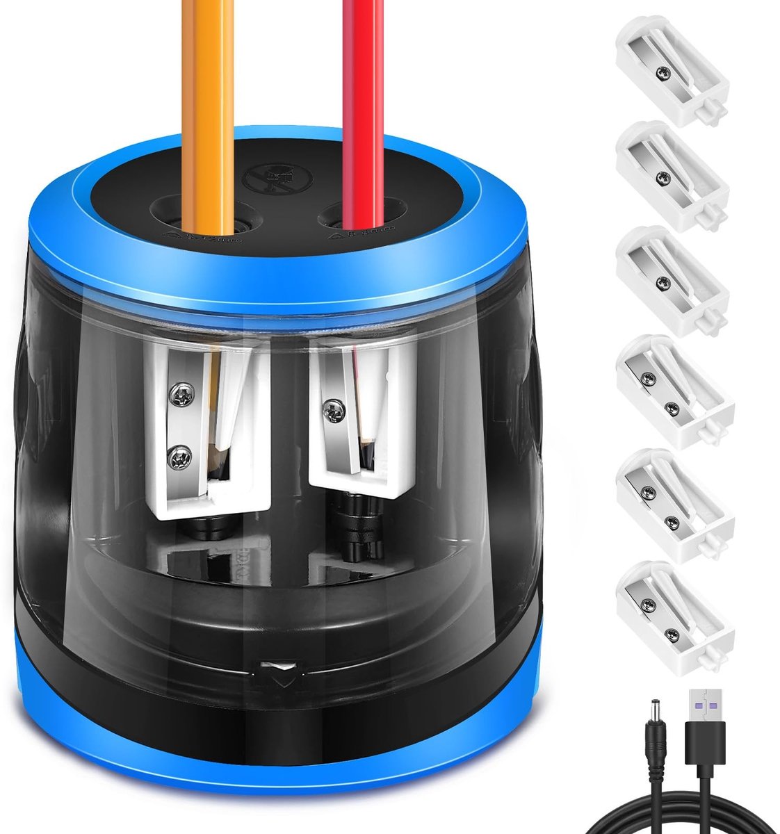 Omgoods - Elektrische Potloodslijper met Dubbele Opening en USB Oplaadbaar