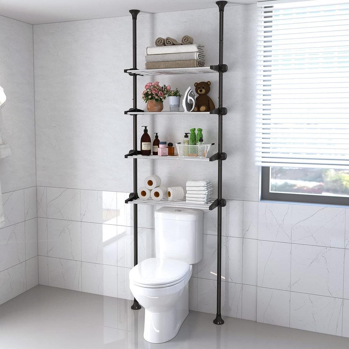 Omgoods - Toilet Rack met 4 verstelbare planken - Ruimtebesparende badkameroplossing