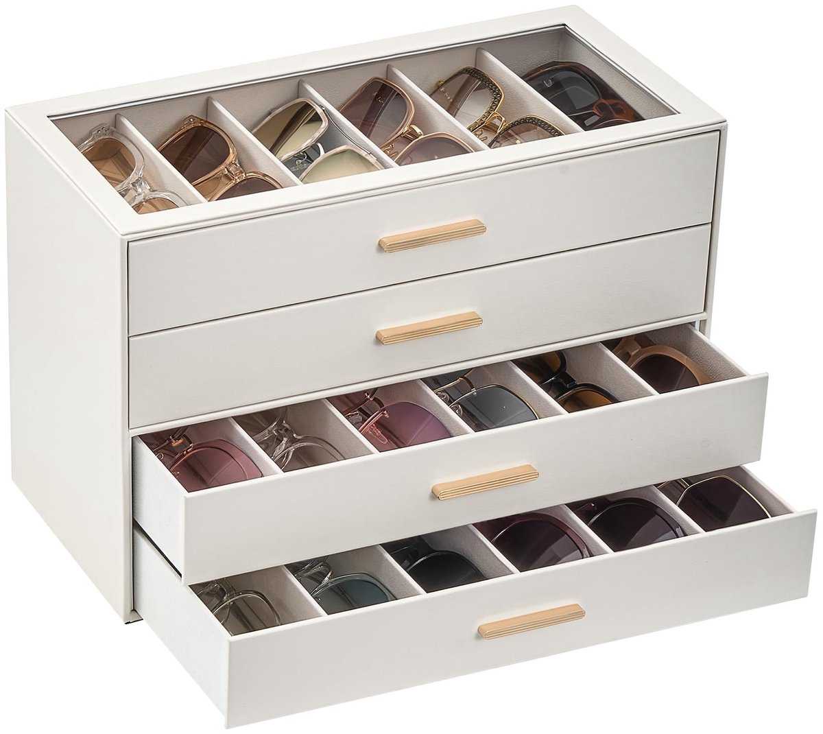 Omgoods - Zonnebrillen Organizer met Duidelijke Bovenkant, 24 Slots en 4-laags