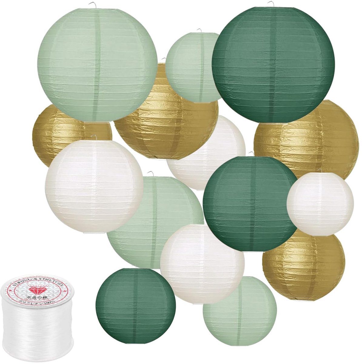 Omgoods - Set van 12 Groene Papieren Lantaarns voor Feestdecoratie