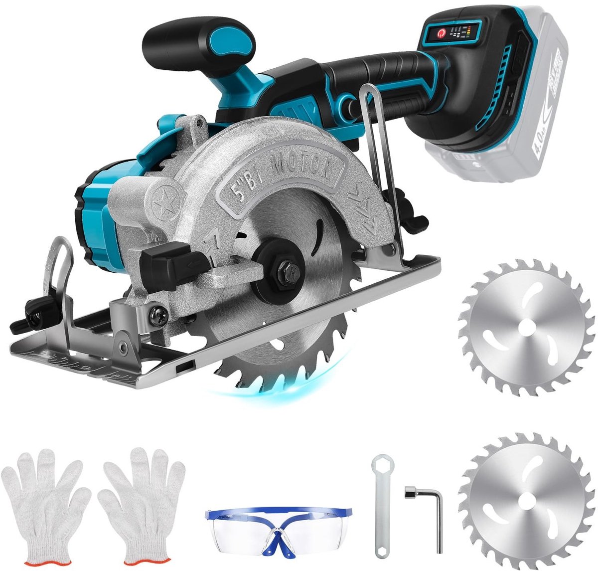 Omgoods - Accucirkelzaag voor Makita - Mini-Handcirkelzaag met 2 Zaagbladen (125 mm)