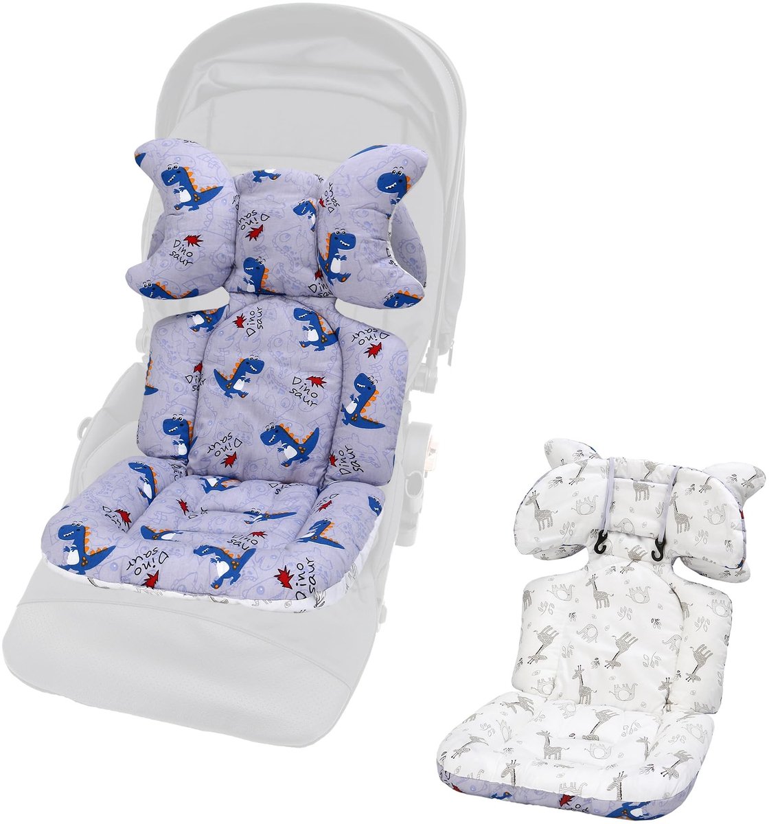Omgoods - Zitkussen voor Kinderwagens met Dinosaurus en Giraffe Ontwerp