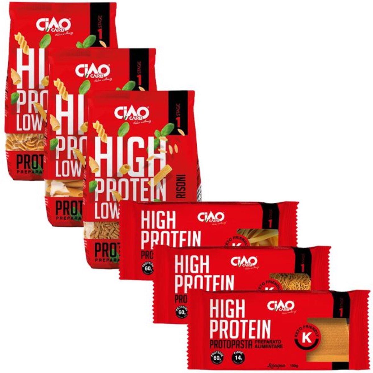 Ciao Carb |   Mix Proteïne Pasta | 6 x Protopasta Variant  | Koolhydraatarme Pasta | Eiwitrijke Pasta