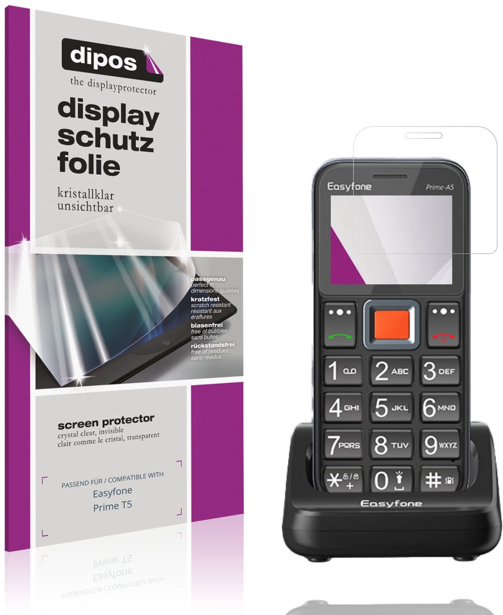 dipos – 4x Beschermfolie geschikt voor Easyfone Prime T5 | Krasbestendige & heldere Screenprotector Ultra-Thin