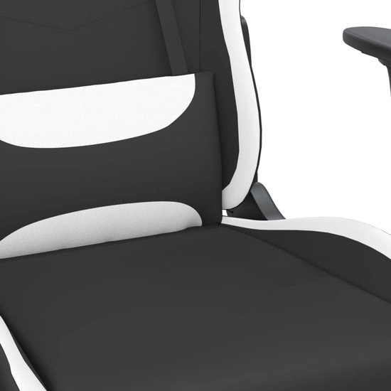 Gaming Stoel - Computerstoel Racestoel - Comfortabel Gamen - Verstelbare Rugleuning Voetensteun - 64x60x127 cm - Zwart Wit — afbeelding 2