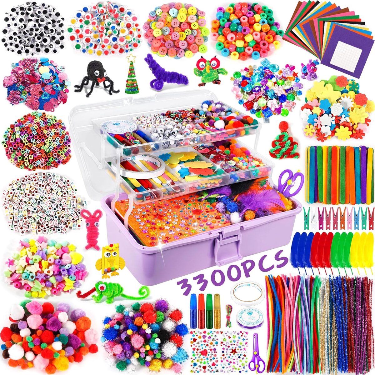 Knutselsets voor kinderen, knutselmateriaal in koffer, zelfgemaakte accessoires, cadeau voor verjaardag en Kerstmis