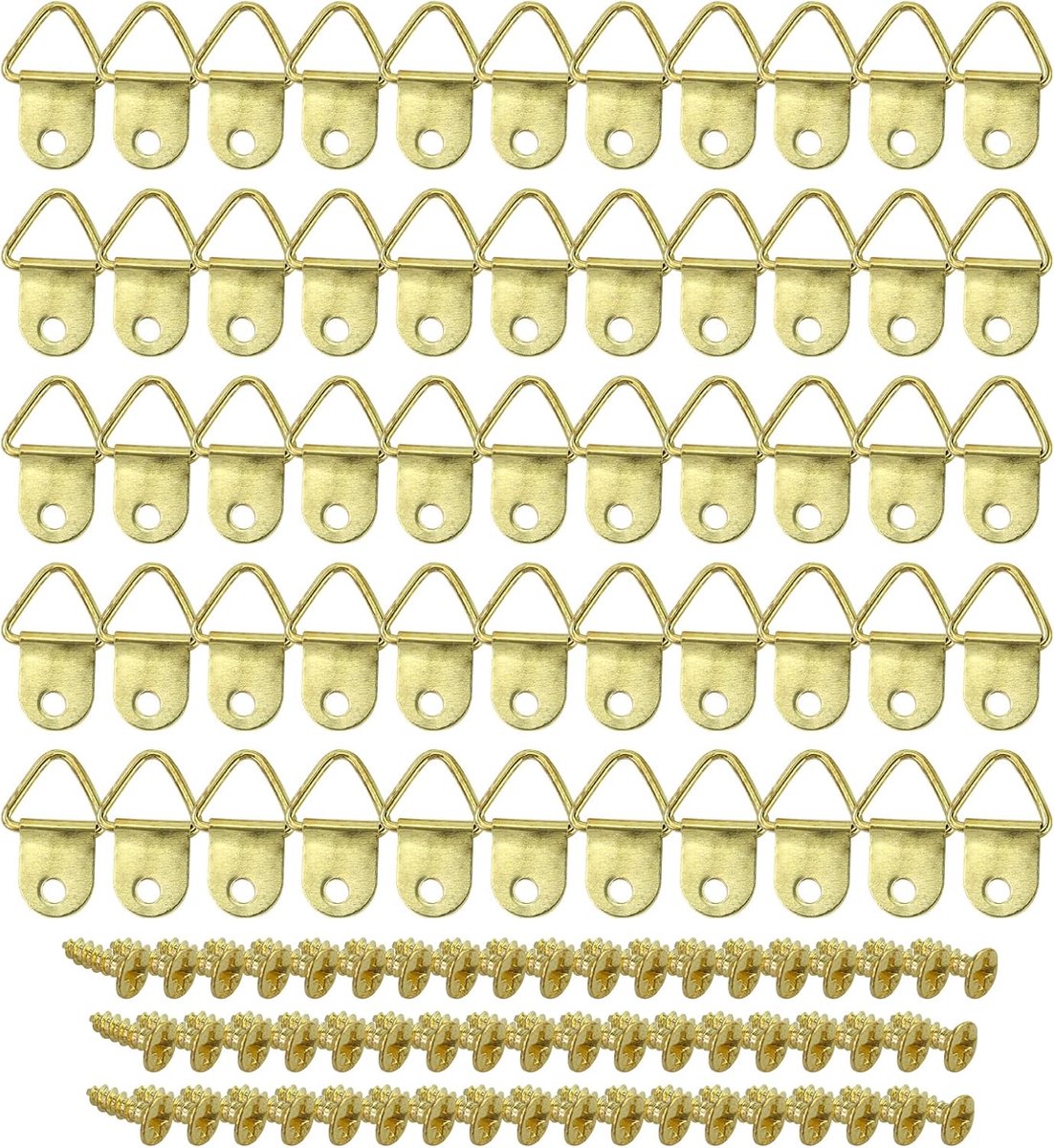55 stuks fotohangers met 55 schroeven, fotohaken om te spijken, fotolijst, sorteerhaken, ophanging, fotolijst voor thuis, kantoor, foto, schilderij, ophangen (goud)