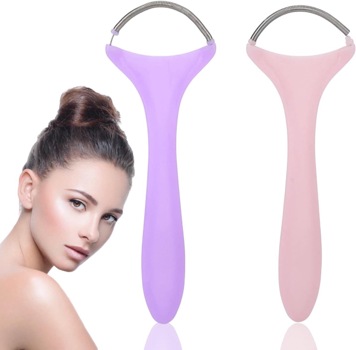 SnelShoppen - 2Pcs Spring Gezichts Haarverwijderaar, Draagbare Epilator, Threading Tool voor Vrouwen, Voor Wenkbrauwen, Kin, Wangen, Bovenlip, Snor, E