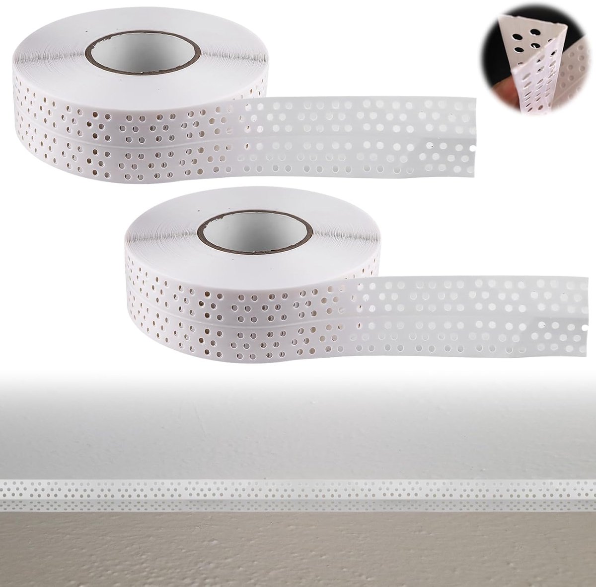 2 stuks 40 m x 5 cm naadafdekkingstape droogbouw, voegenband, zelfklevend, hoekrail, gipsplaten van pvc, randbescherming, gipsplaat, voegenband, afdichtband voor het verbinden van GK-platen